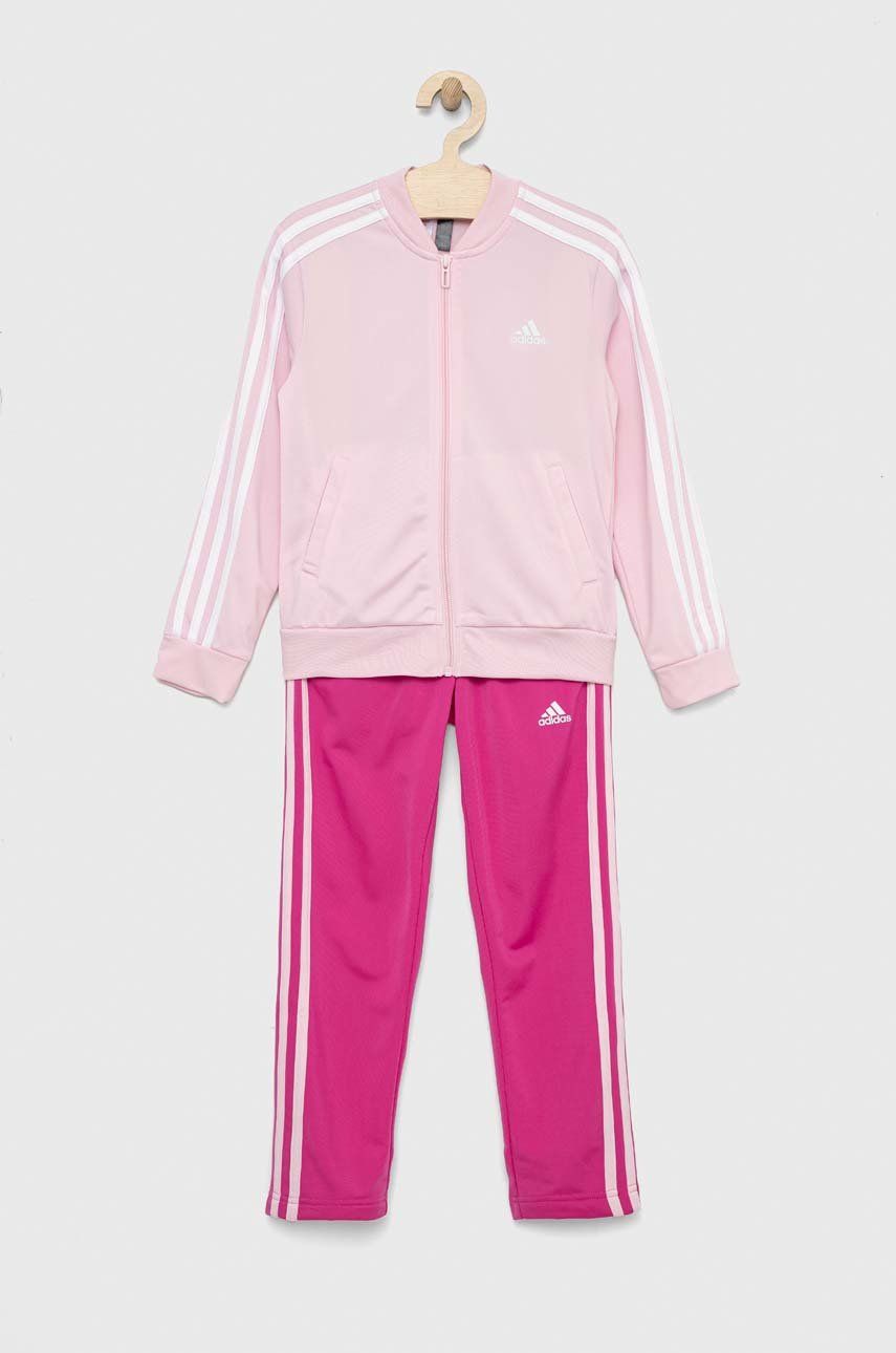Levně Dětská tepláková souprava adidas G 3S růžová barva