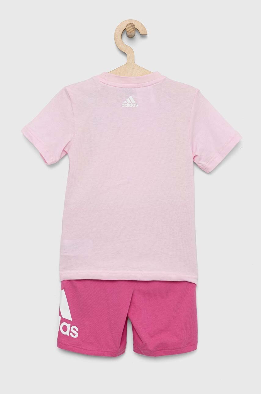 

Детский комплект из хлопка adidas LK BL CO T цвет розовый