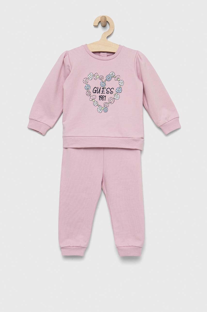 

Бебешки памучен спортен комплект Guess в розово, Розов