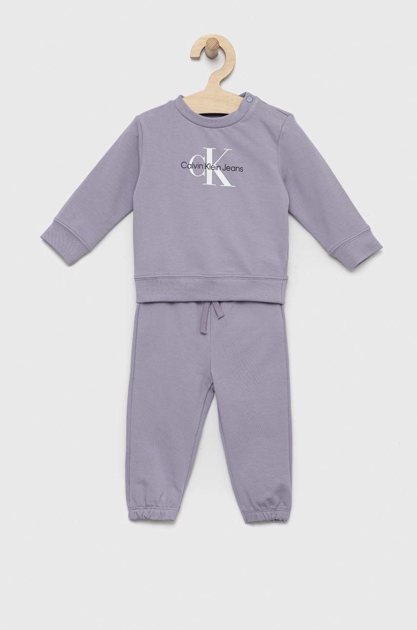 Dětská souprava Calvin Klein Jeans fialová barva - fialová -  95 % Bavlna