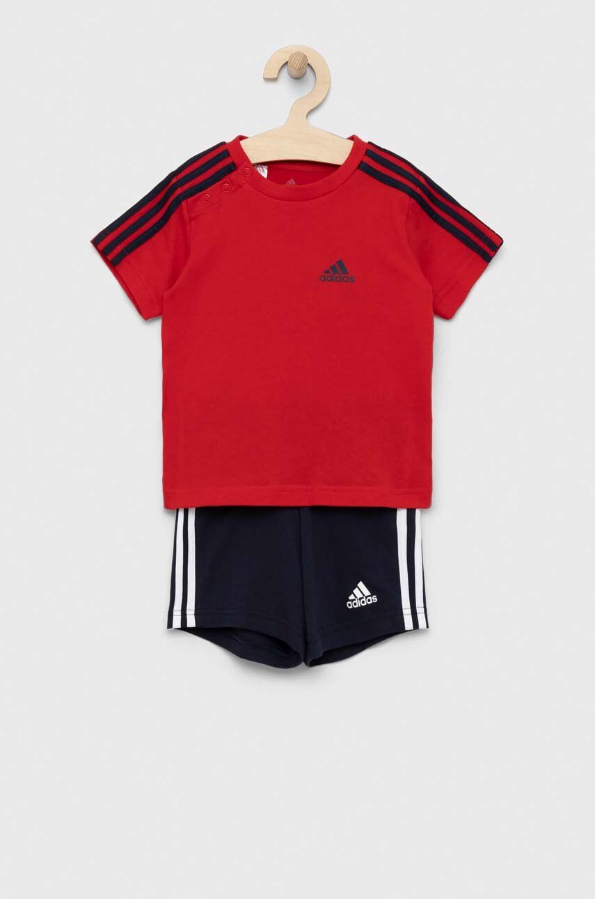 Dětská bavlněná souprava adidas I 3S červená barva - červená -  100 % Bavlna