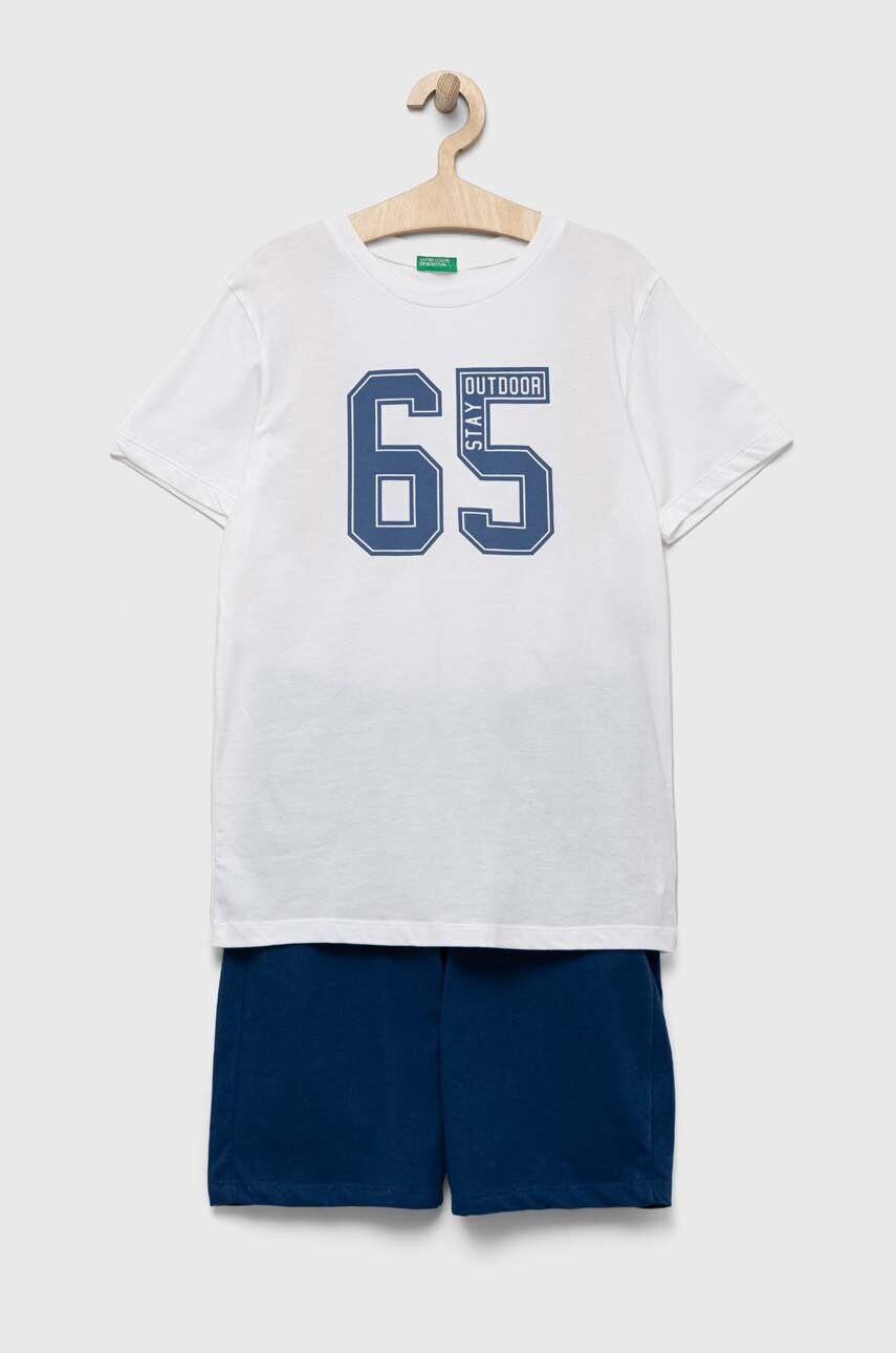

Детски памучен комплект United Colors of Benetton в бяло, Бял