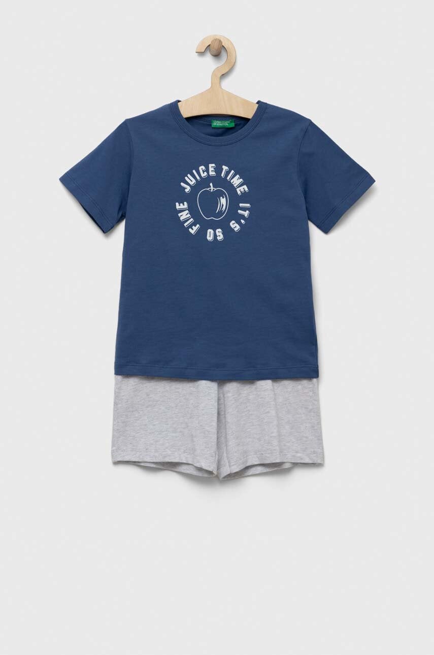 United colors of benetton set de bumbac pentru copii culoarea albastru marin