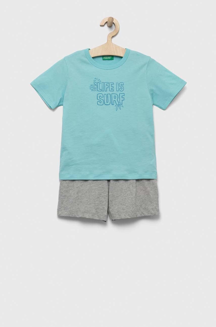 United colors of benetton set de bumbac pentru copii culoarea turcoaz