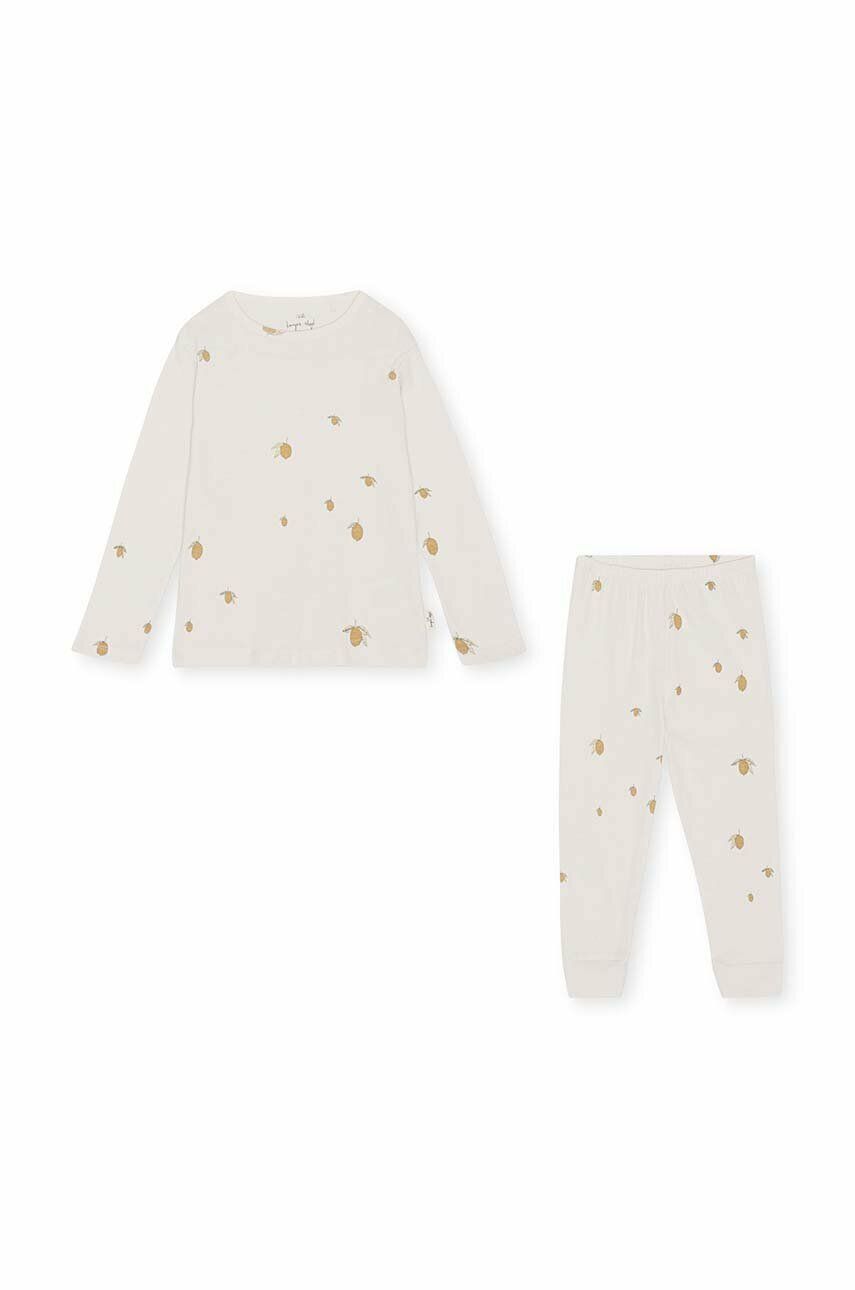 Dětské bavlněné pyžamo Konges Sløjd béžová barva - béžová -  100 % Organická bavlna
