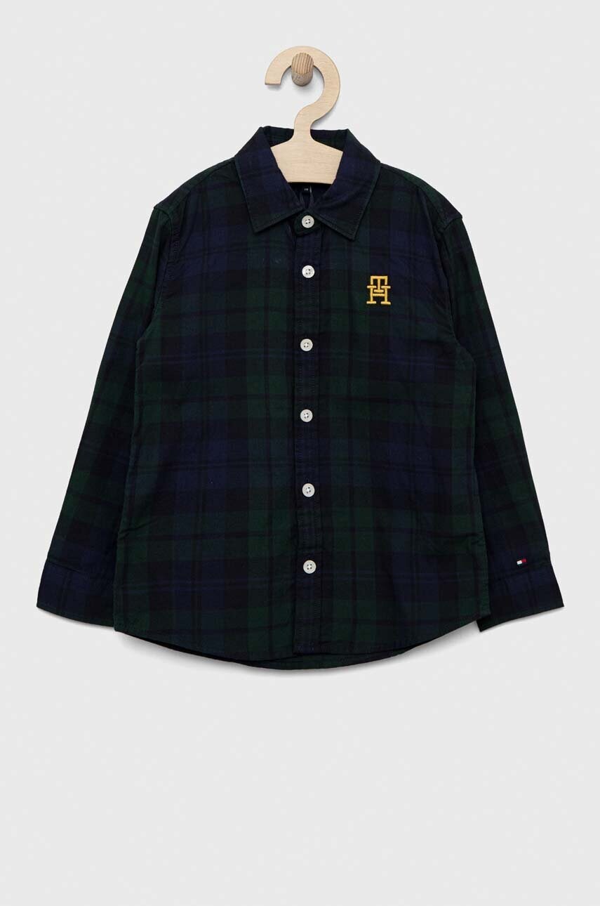 

Дитяча бавовняна сорочка Tommy Hilfiger колір зелений