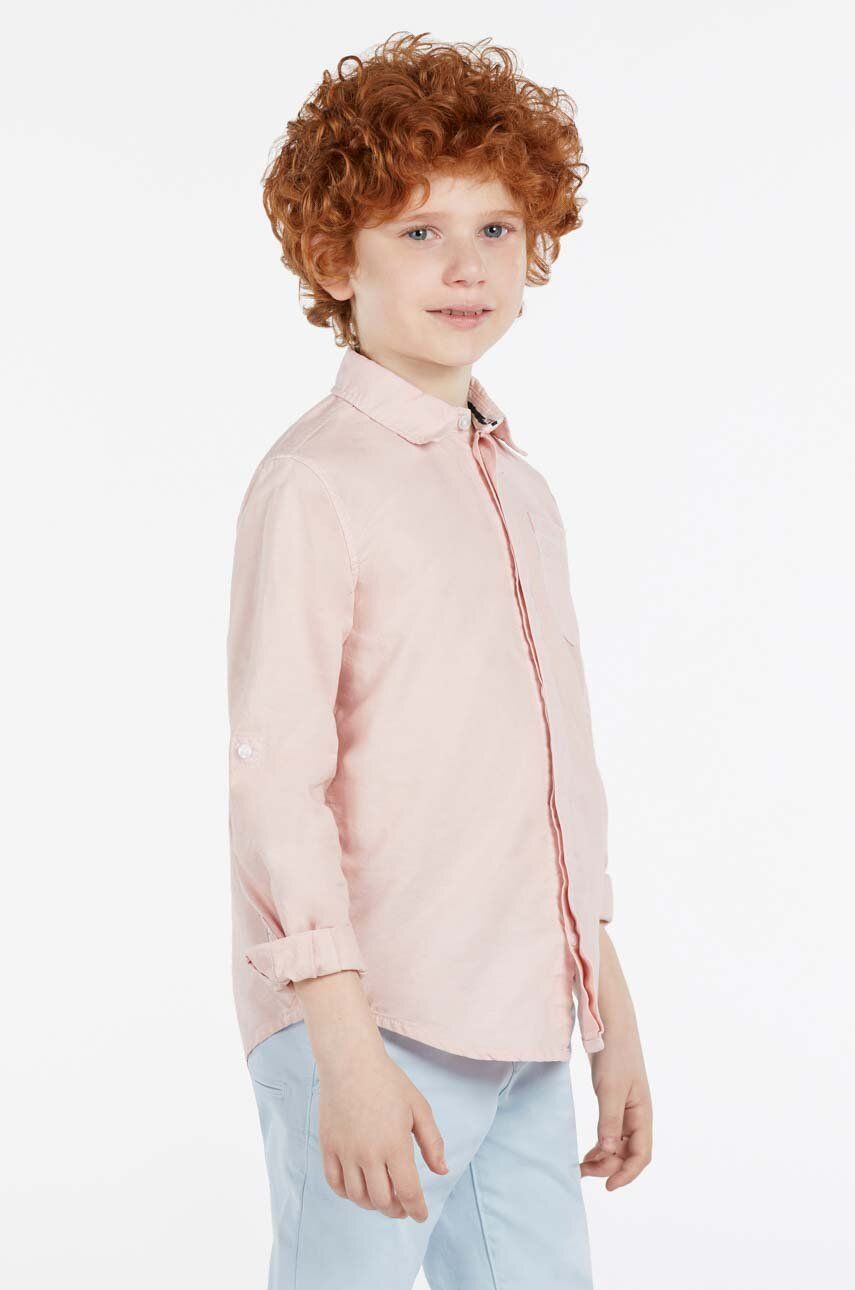 Levně Dětská bavlněná košile Guess růžová barva
