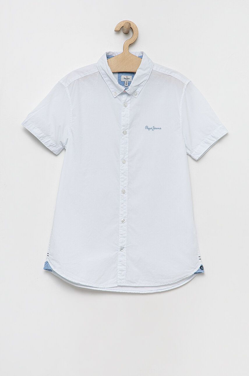 Levně Dětská bavlněná košile Pepe Jeans Misterton bílá barva