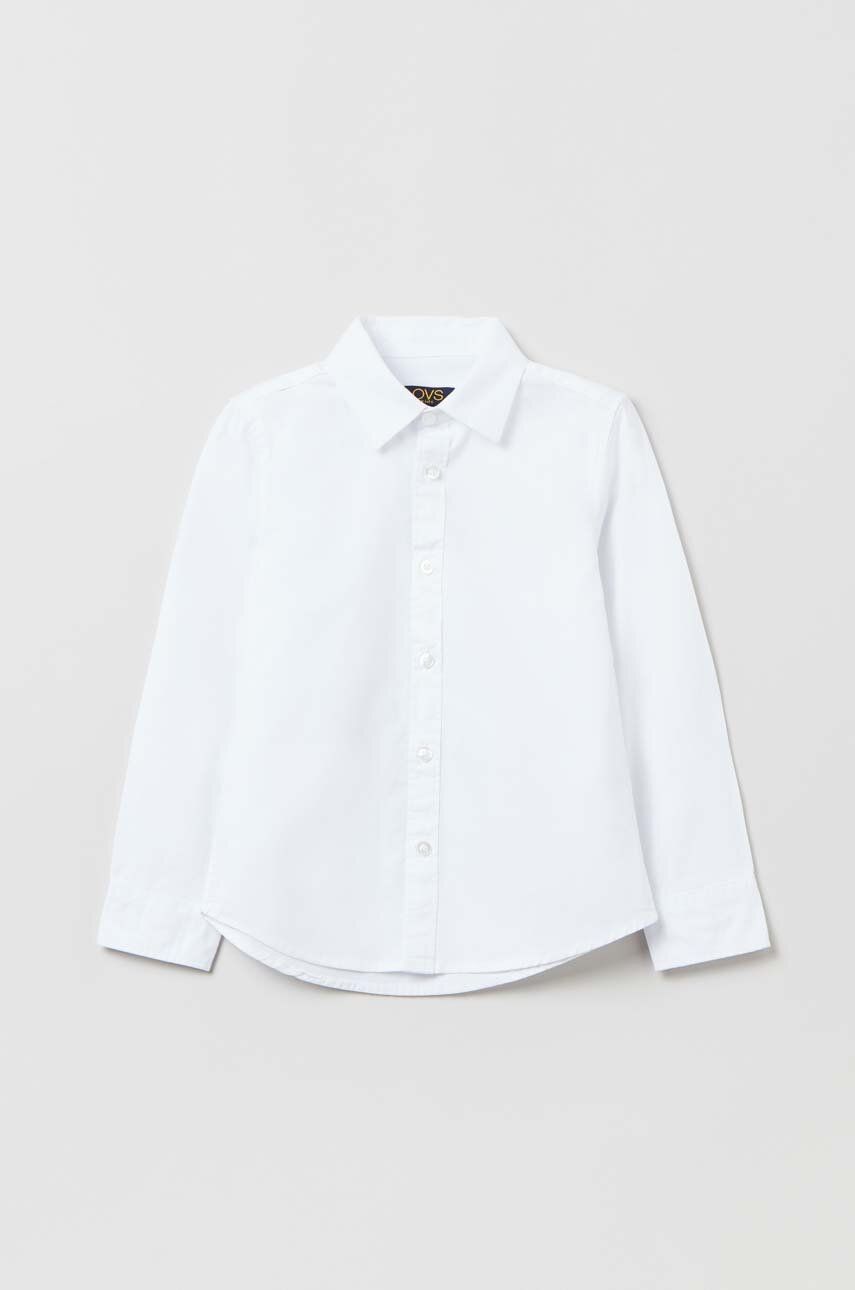 Levně Dětská bavlněná košile OVS bílá barva