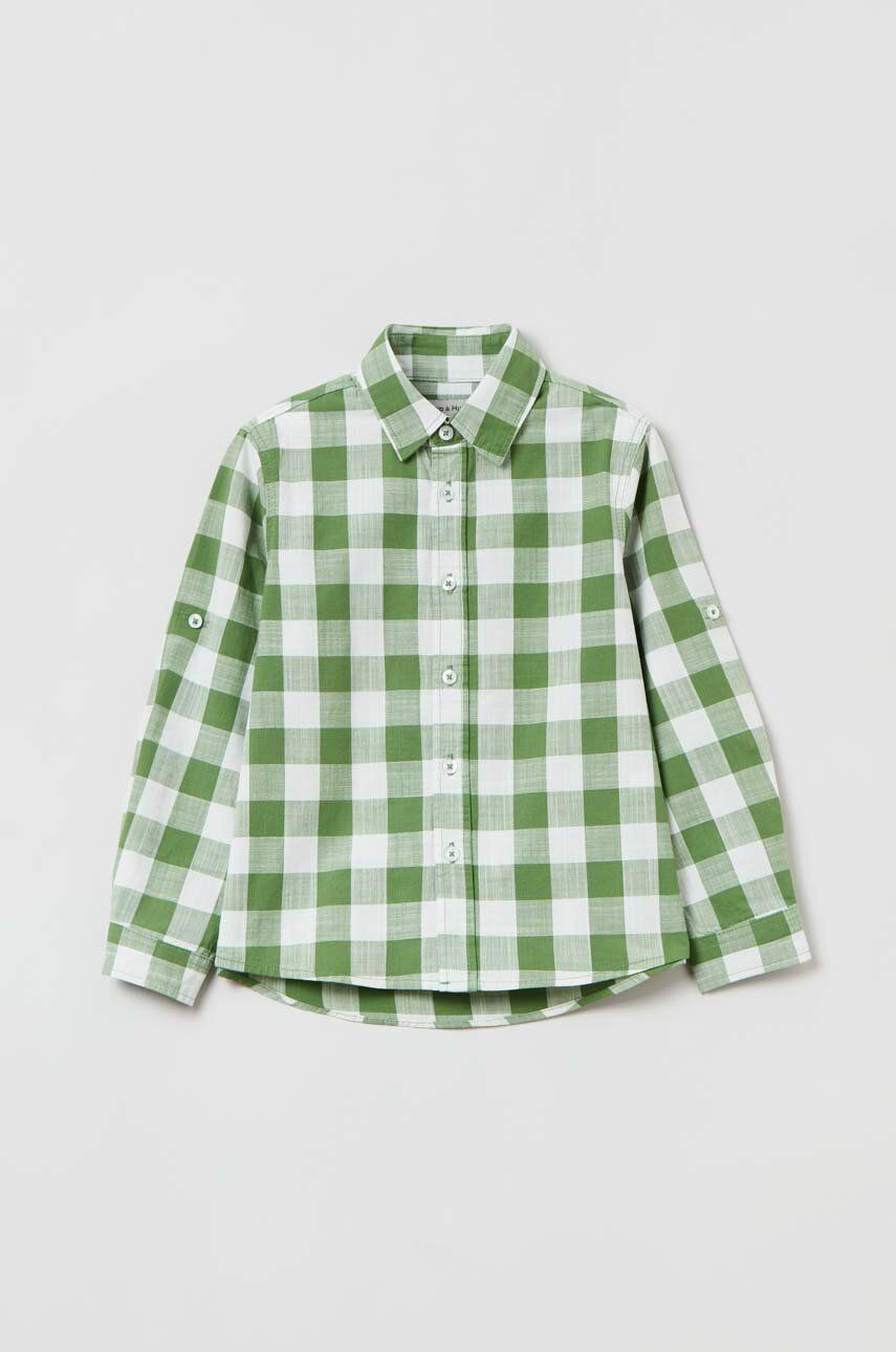 Детская хлопковая рубашка OVS цвет зелёный
