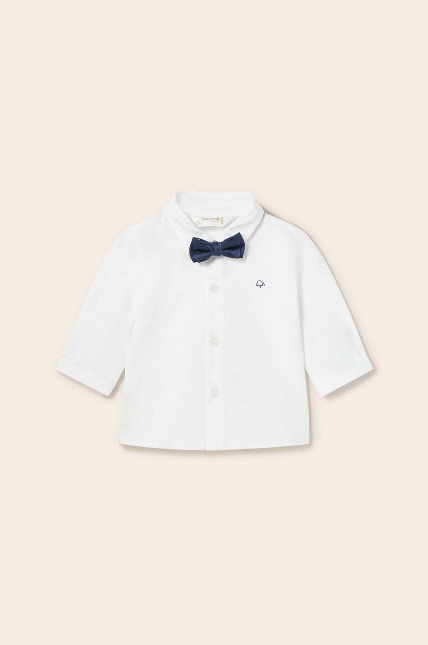 Levně Dětská bavlněná košilka Mayoral Newborn bílá barva
