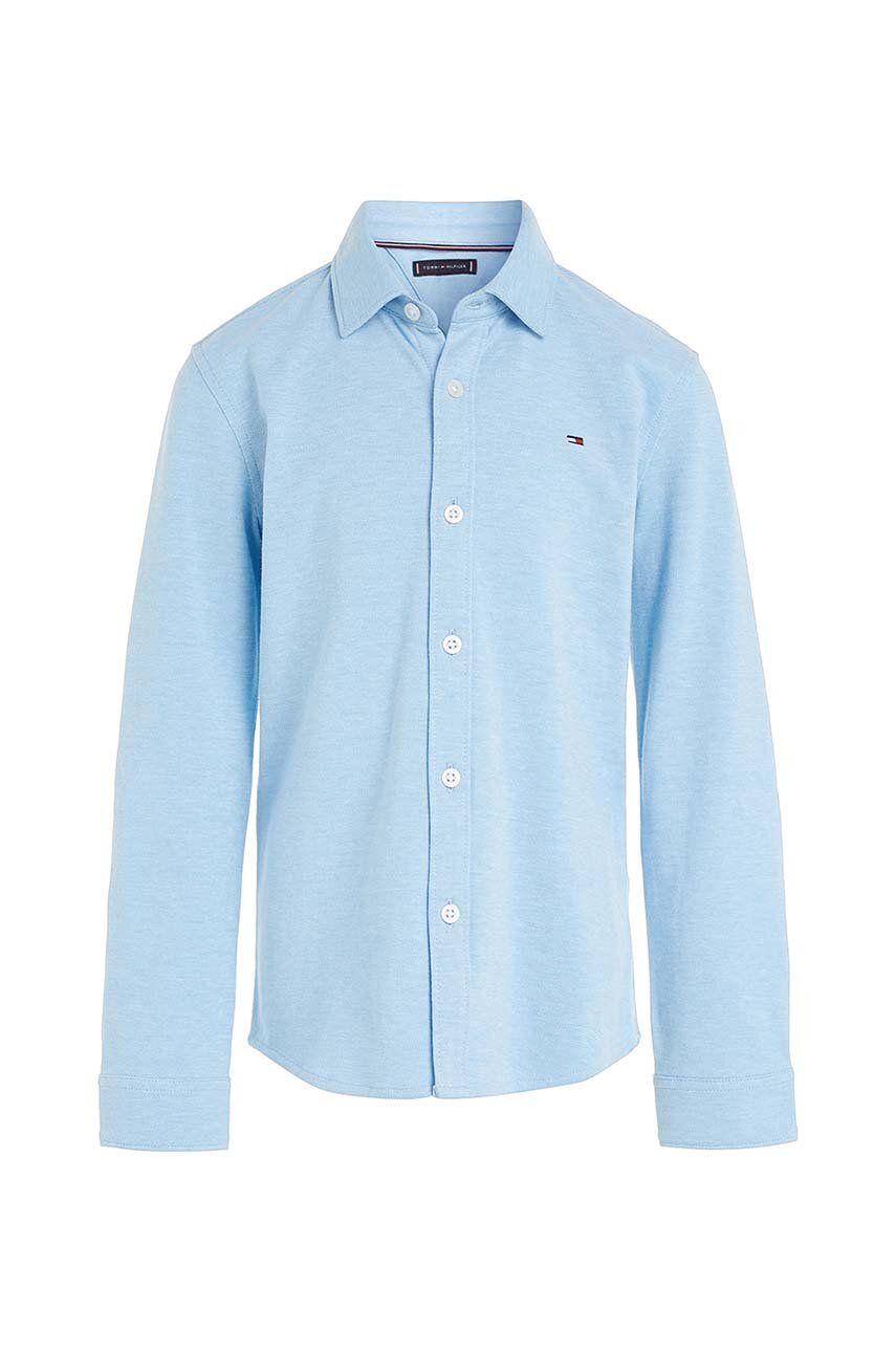 Dětská bavlněná košile Tommy Hilfiger - modrá -  100 % Bavlna