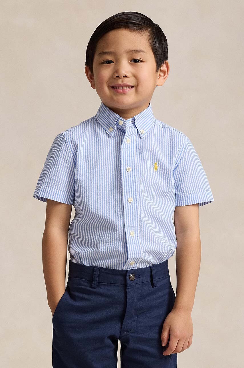 

Детска памучна риза Polo Ralph Lauren в тъмносиньо, Тъмносин