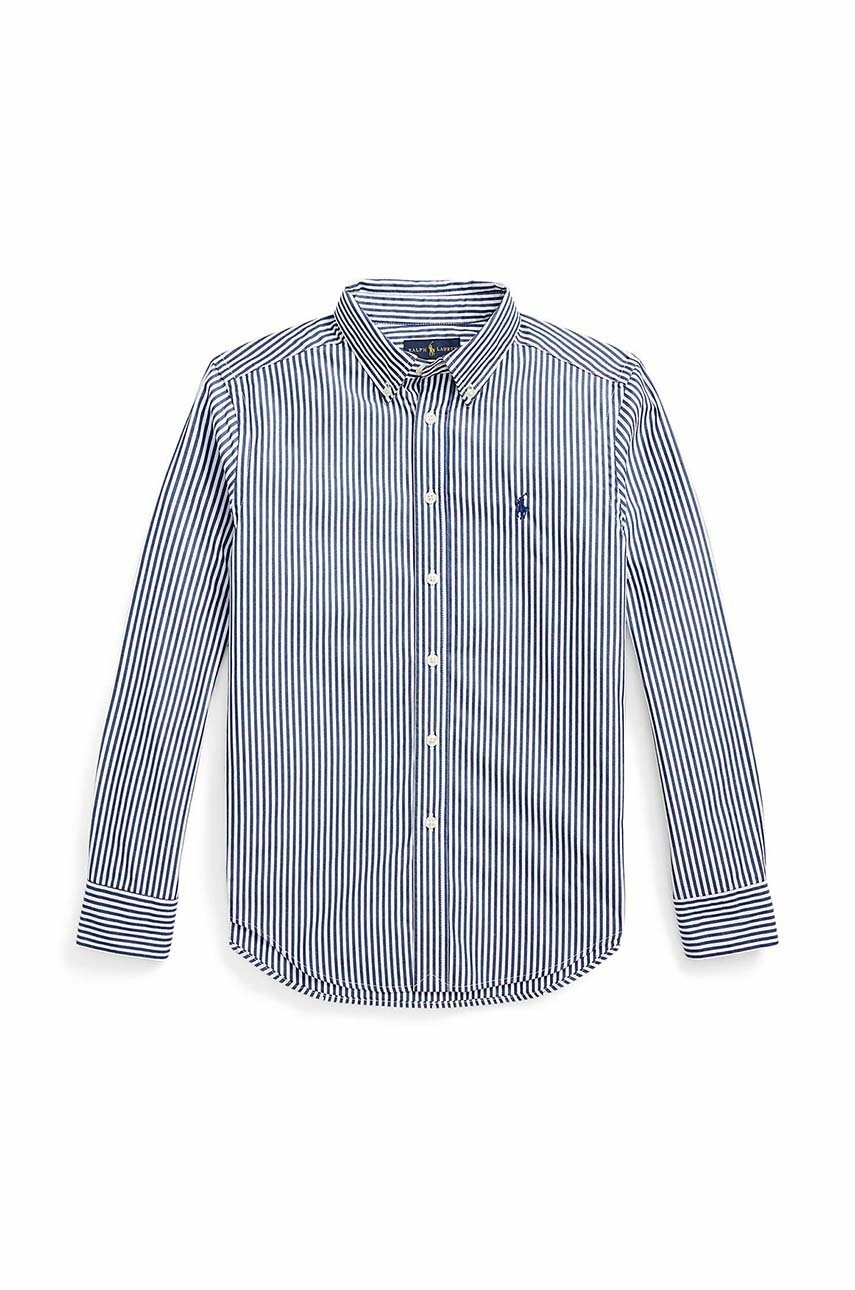 Детская хлопковая рубашка Polo Ralph Lauren цвет синий