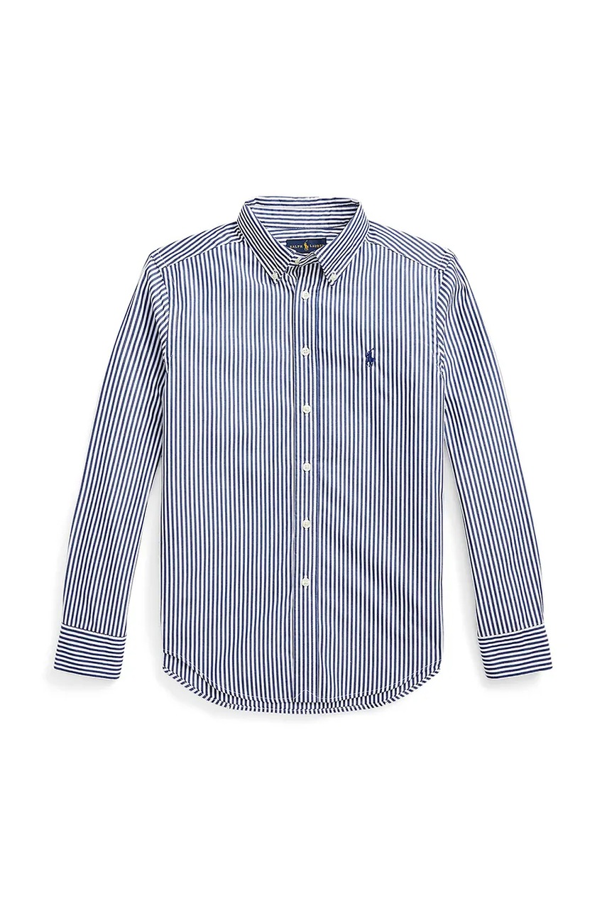 Levně Dětská bavlněná košile Polo Ralph Lauren tmavomodrá barva