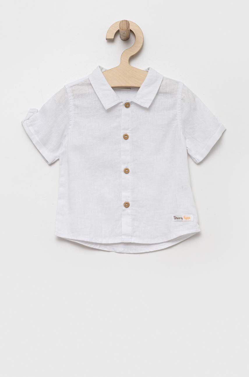 Dětská lněná košile Birba&Trybeyond bílá barva - bílá -  55 % Len