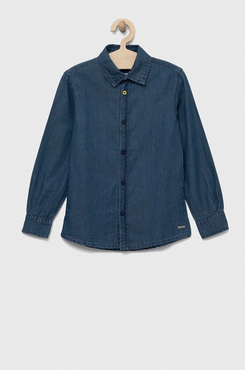 Dětská riflová košile Birba&Trybeyond - modrá -  100 % Bavlna