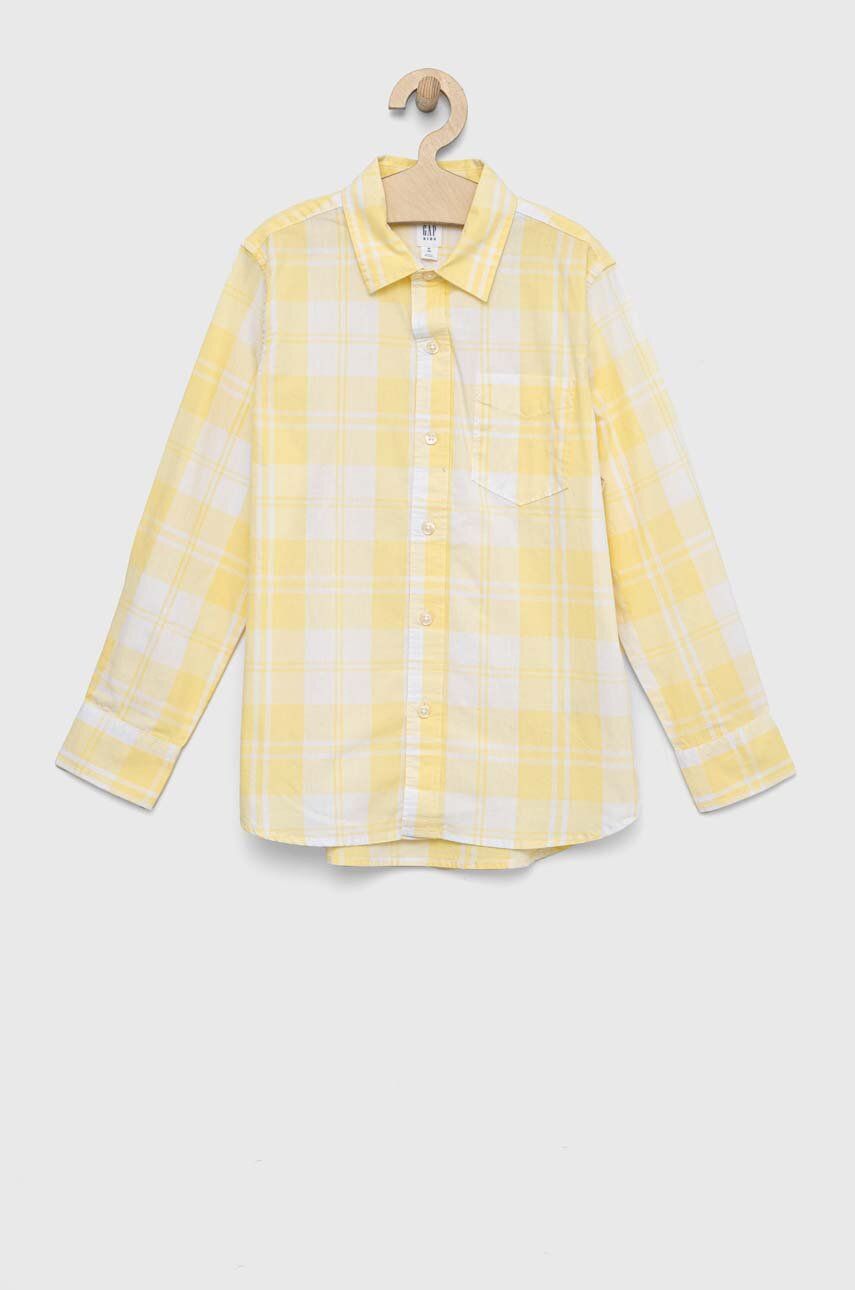 Levně Dětská bavlněná košile GAP žlutá barva