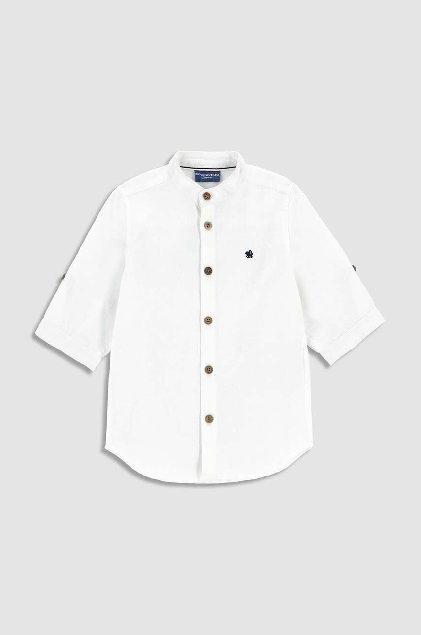 Dětská košile s příměsí lnu Coccodrillo bílá barva - bílá -  60 % Bavlna