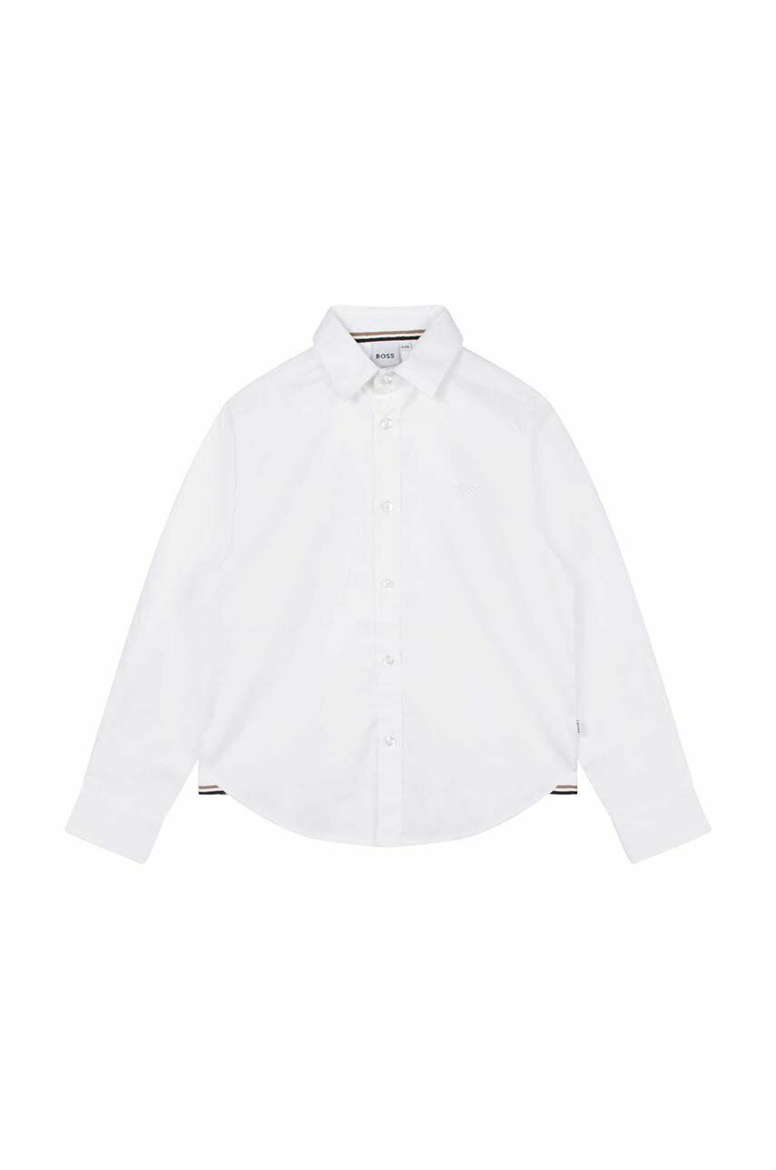 Dětská bavlněná košile BOSS bílá barva - bílá -  100 % Bavlna