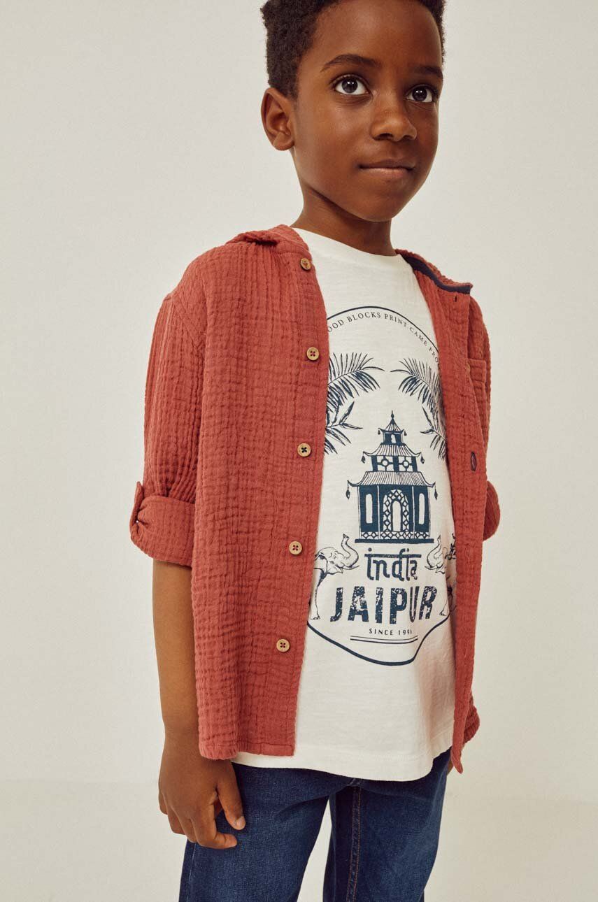E-shop Dětská bavlněná košile zippy hnědá barva