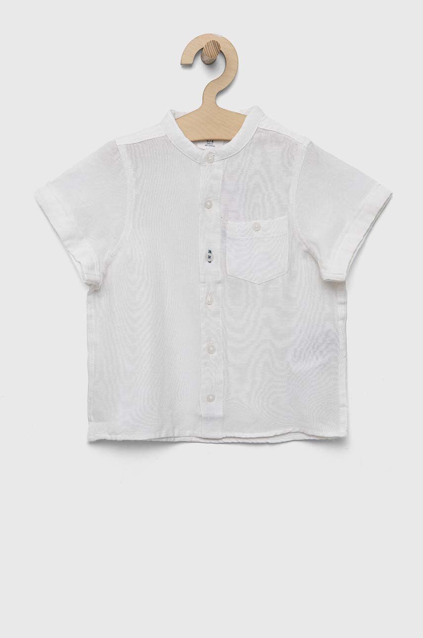Dětská košile s příměsí lnu zippy bílá barva - bílá -  56 % Viskóza