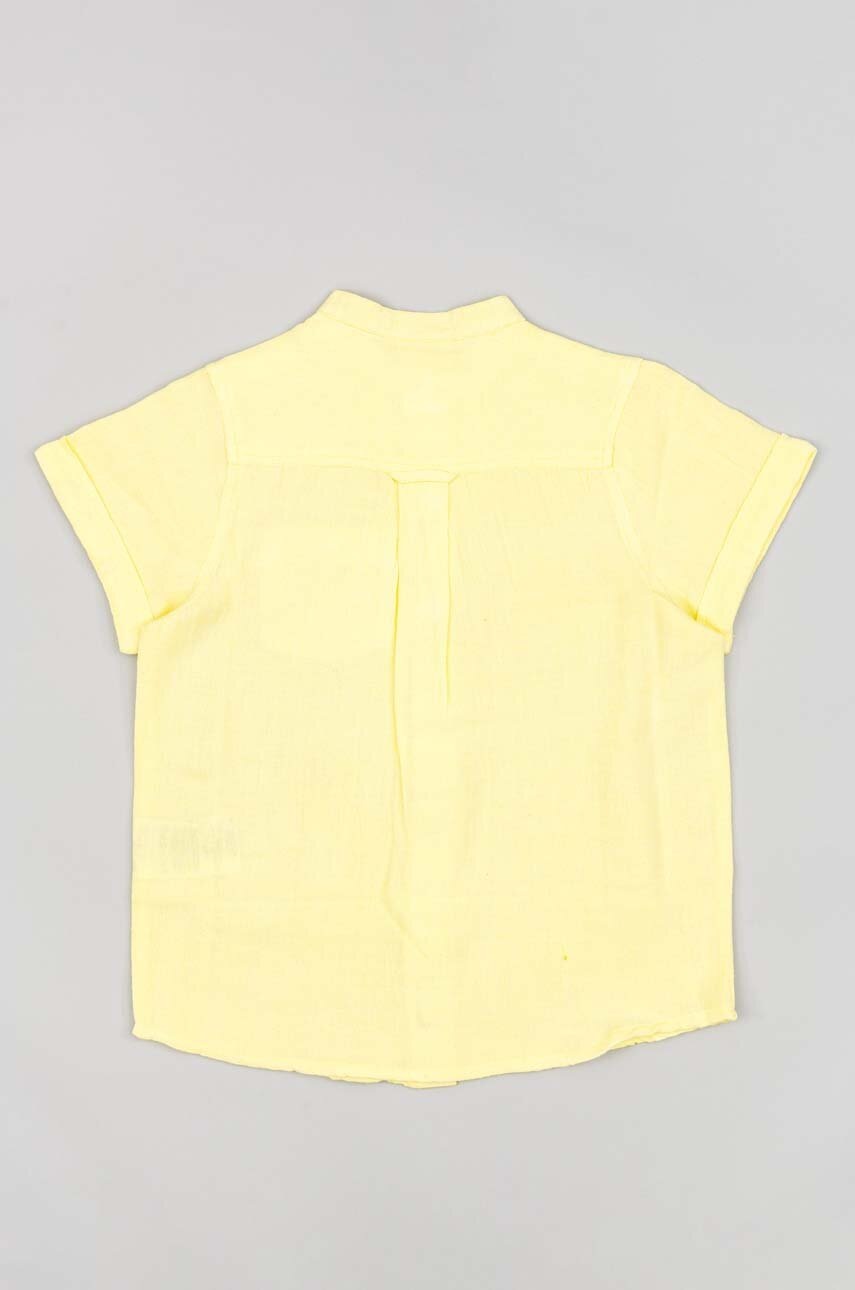 Детская рубашка с примесью льна zippy цвет жёлтый Детская рубашка с примесью льна zippy цвет жёлтый