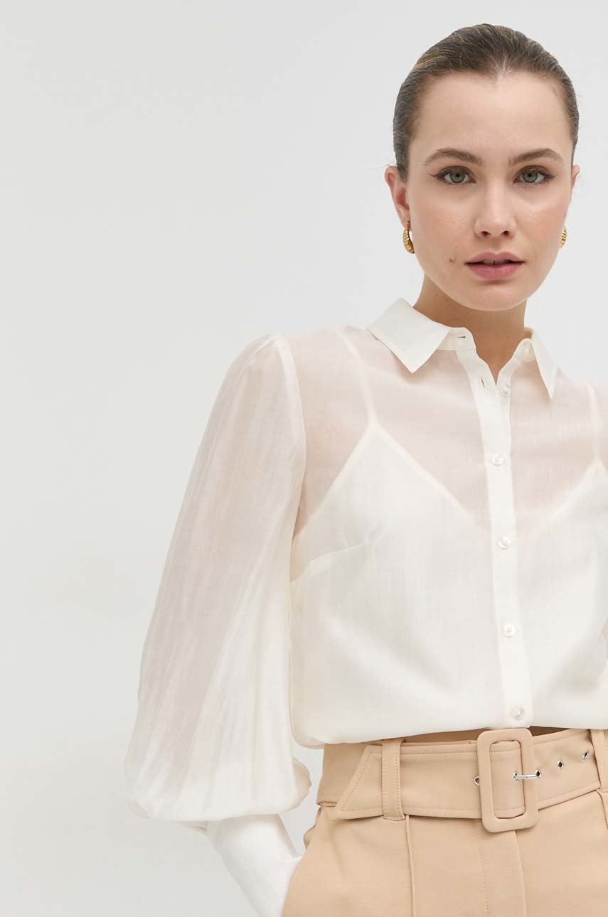 

Рубашка Guess женская цвет бежевый regular классический воротник