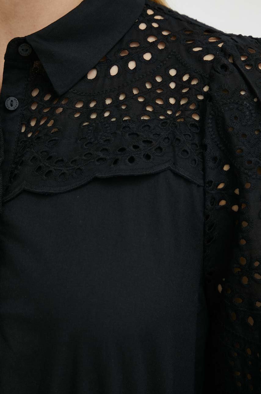 

Хлопковая рубашка Bruuns Bazaar Sienna Robine женская цвет чёрный regular классический воротник