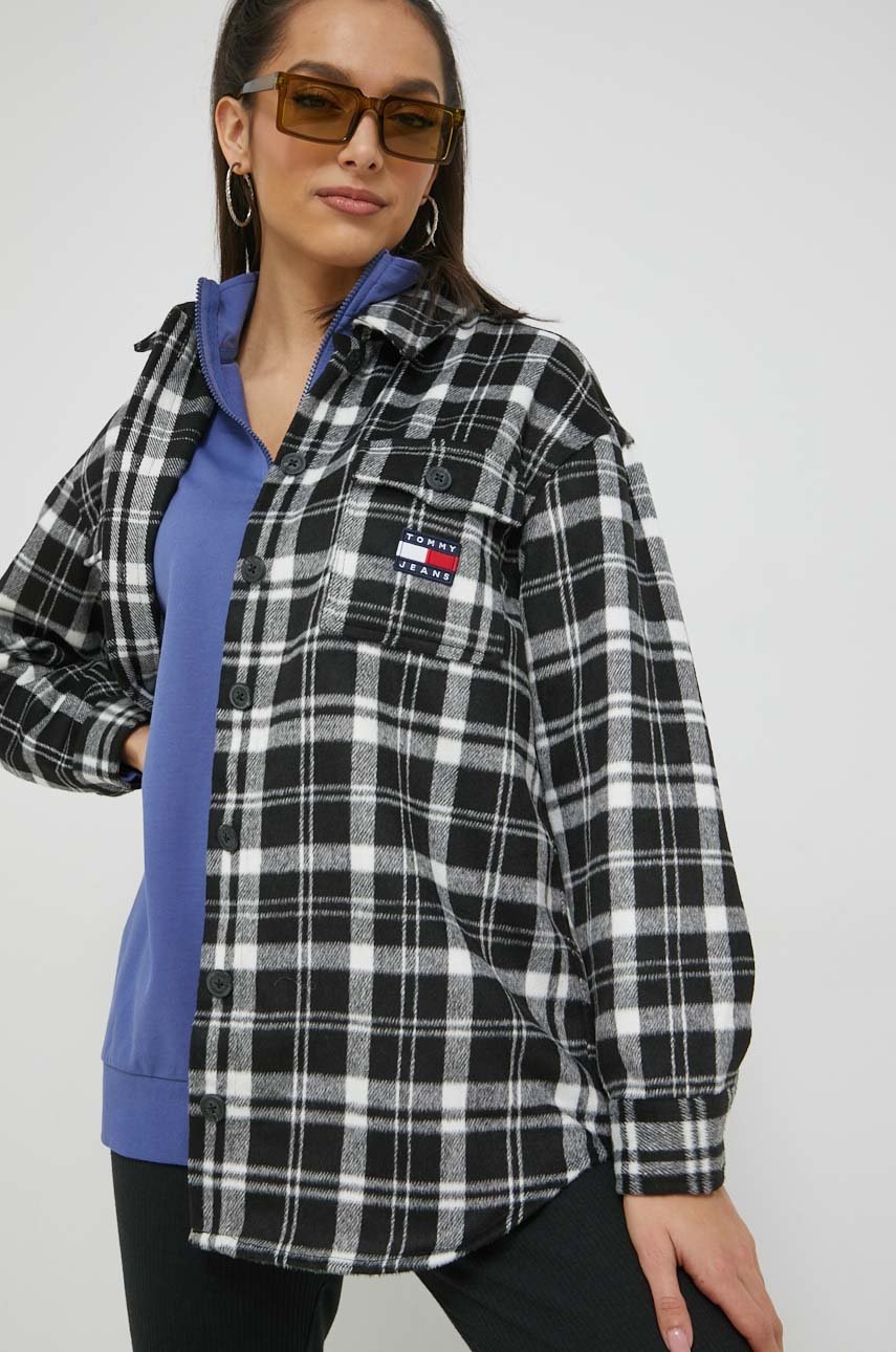 

Сорочка Tommy Jeans жіноча колір чорний relaxed класичний комір