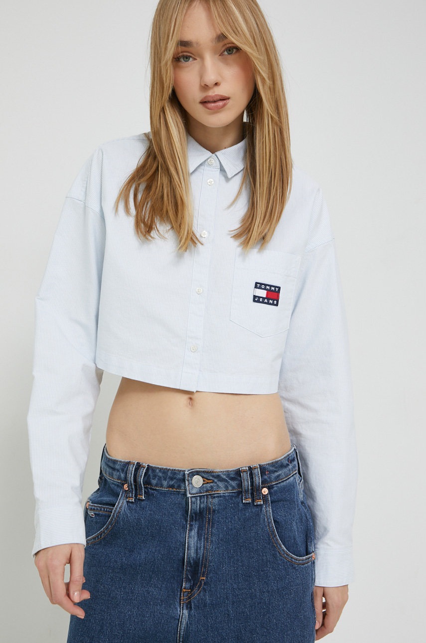 

Бавовняна сорочка Tommy Jeans жіноча колір білий relaxed класичний комір