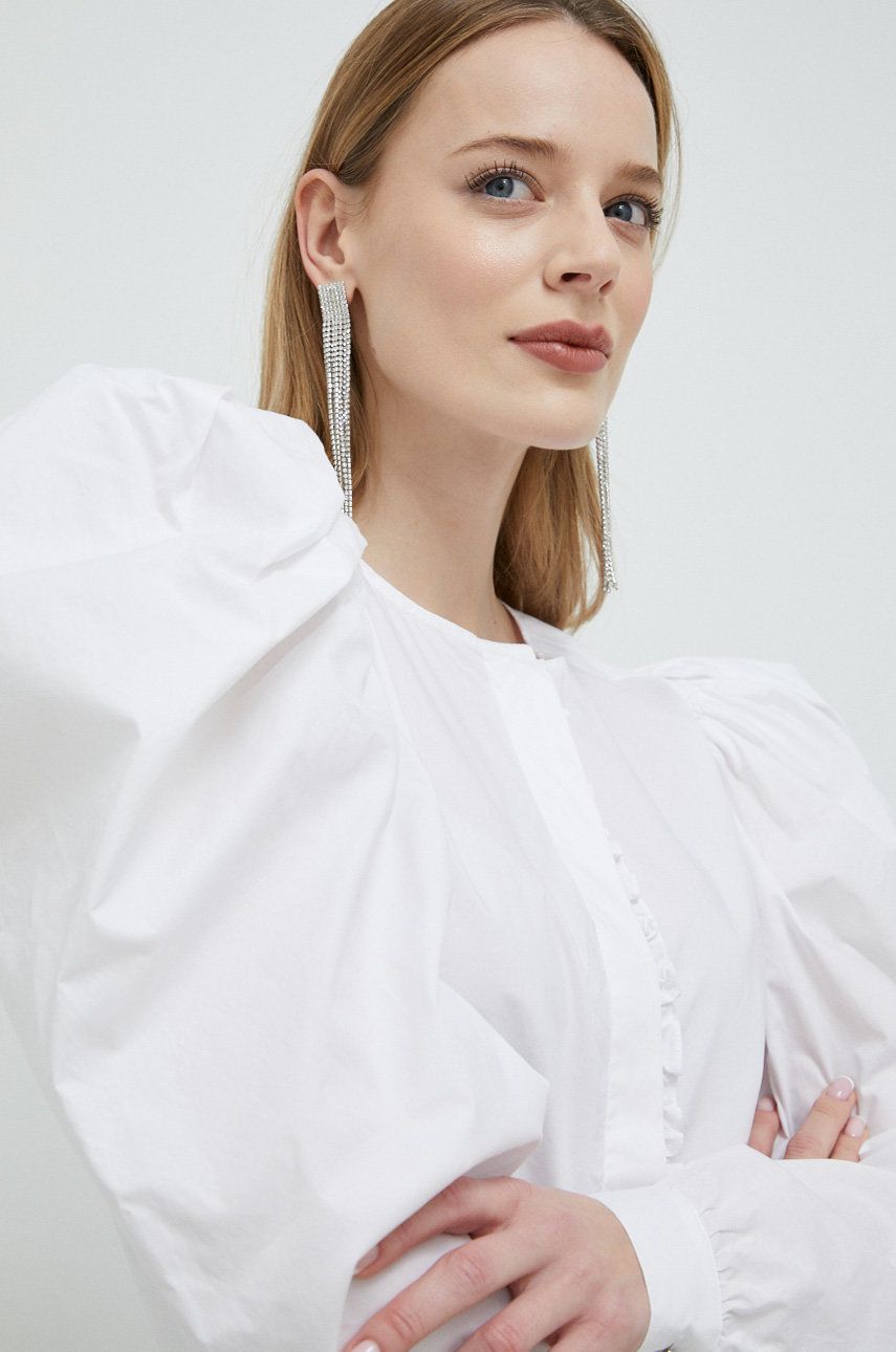 Custommade camasa din bumbac Beri femei, culoarea alb, regular