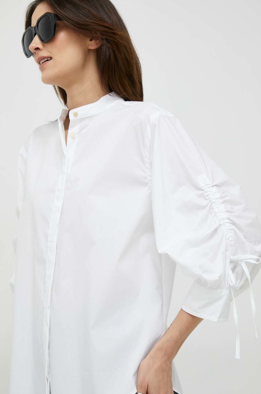 Košile Lauren Ralph Lauren dámská, bílá barva, regular, se stojáčkem - bílá -  65 % Bavlna