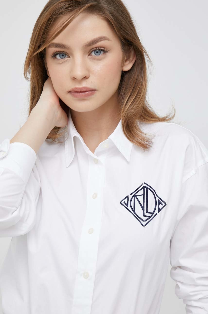 

Бавовняна сорочка Lauren Ralph Lauren жіноча колір білий relaxed класичний комір