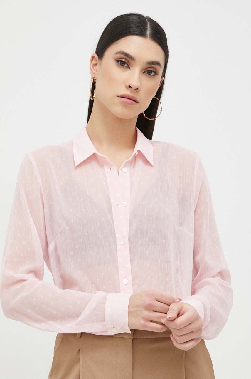 

Сорочка Guess жіноча колір рожевий regular класичний комір