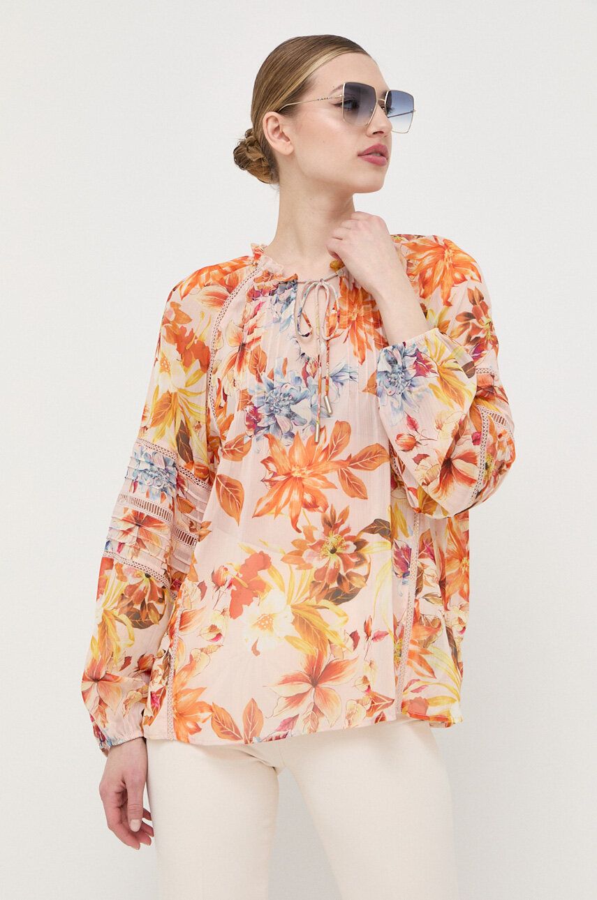 Halenka Guess dámská, oranžová barva, vzorovaná - oranžová -  100 % Polyester