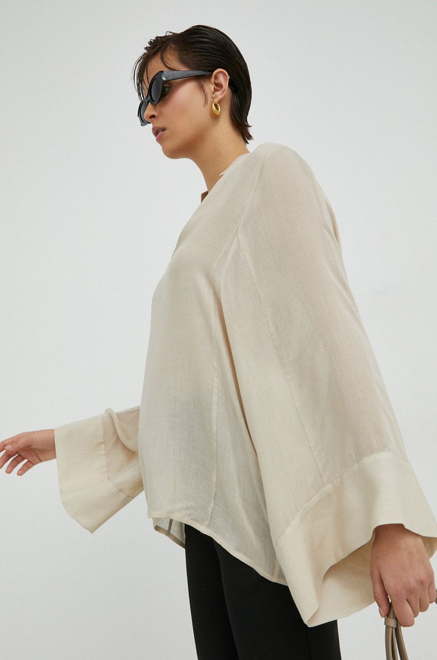 By Malene Birger bluza din amestec de lana Lomaria femei, culoarea bej, neted