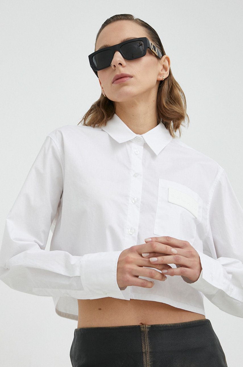 Košile Remain bílá barva, relaxed, s klasickým límcem - bílá -  100 % Organická bavlna