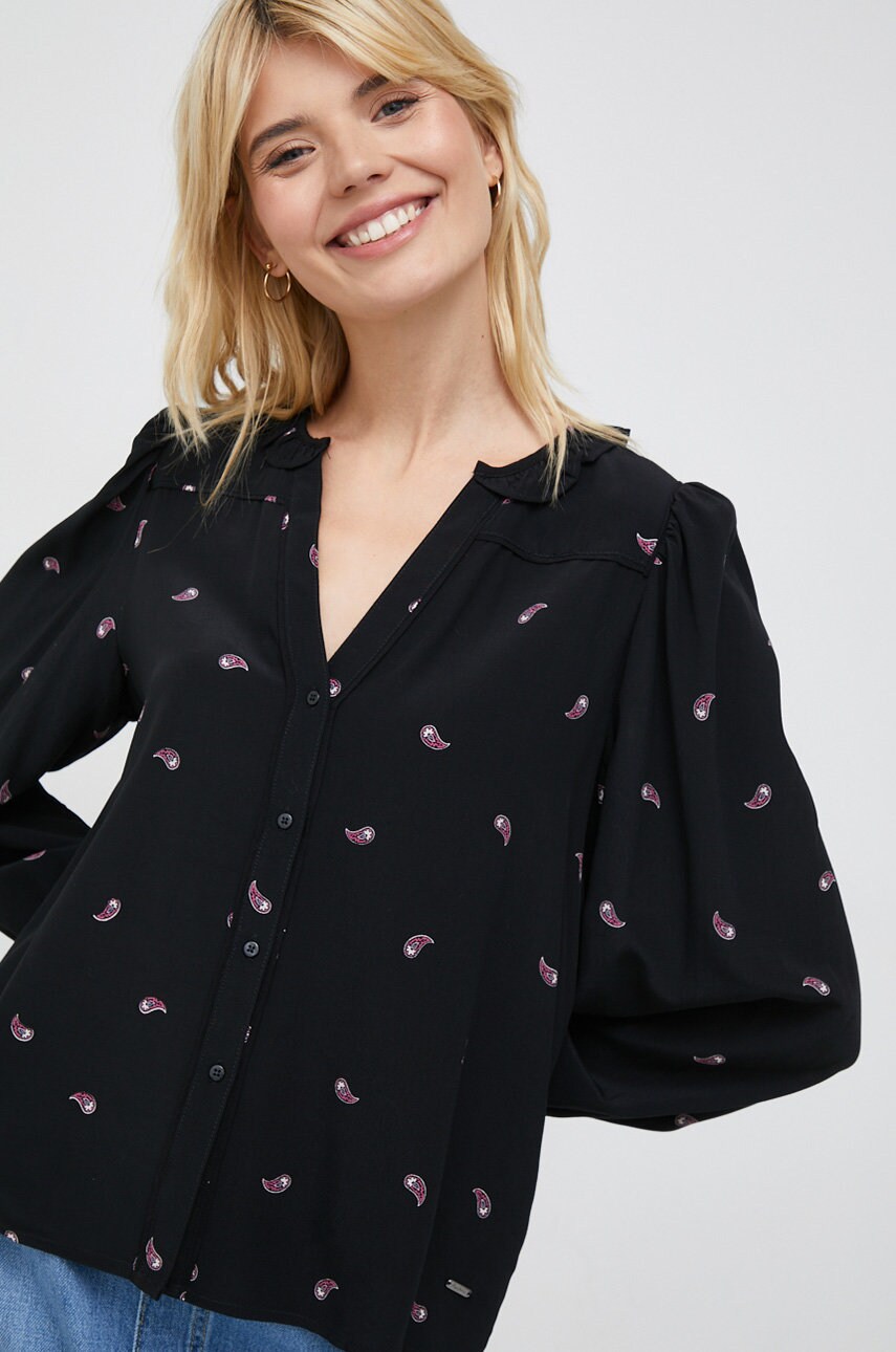 

Сорочка Pepe Jeans Palmira жіноча колір чорний regular класичний комір