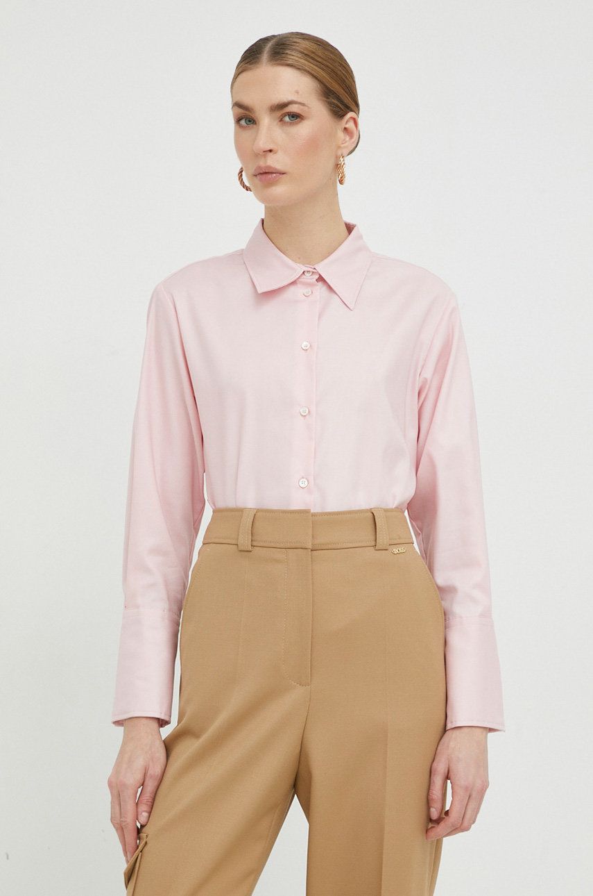 Marella camasa din bumbac femei, culoarea roz, cu guler clasic, regular Pret Mic answear.ro imagine noua gjx.ro