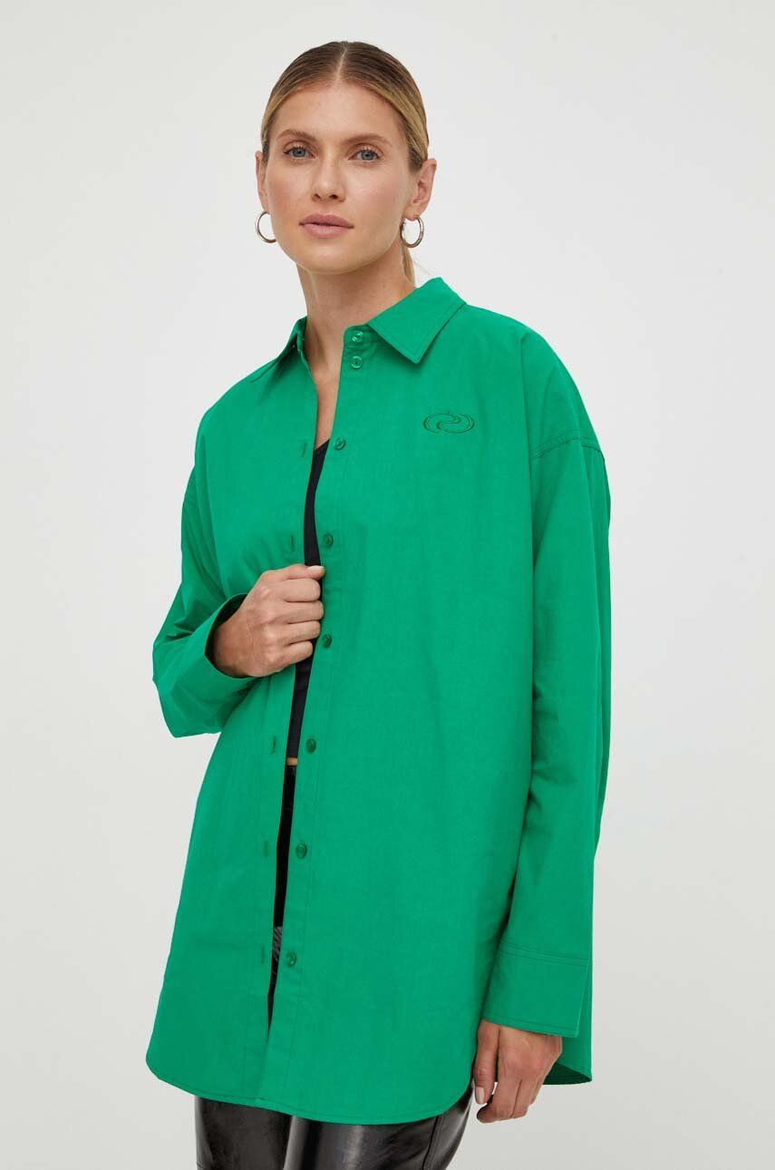 Levně Košile Résumé zelená barva, relaxed, s klasickým límcem