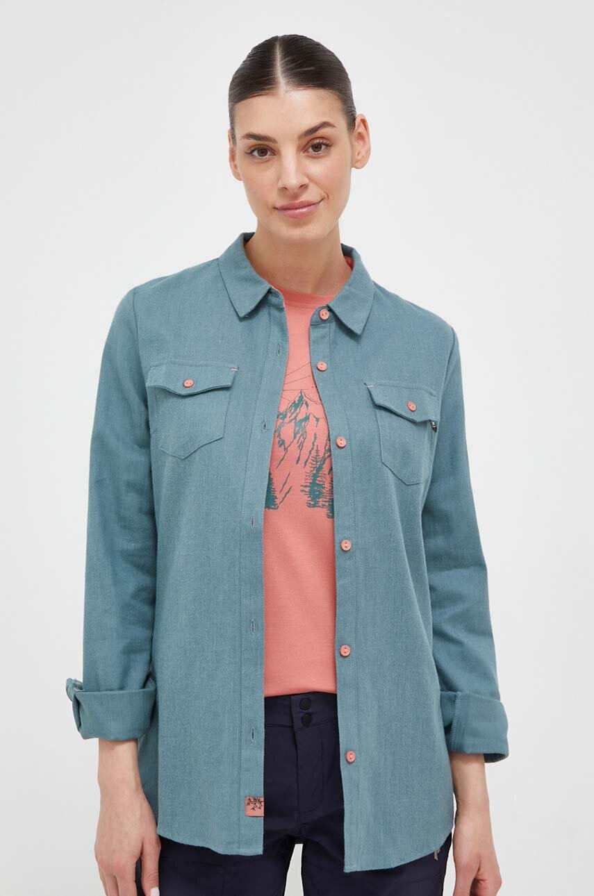 Viking camasa femei, culoarea turcoaz, cu guler clasic, regular