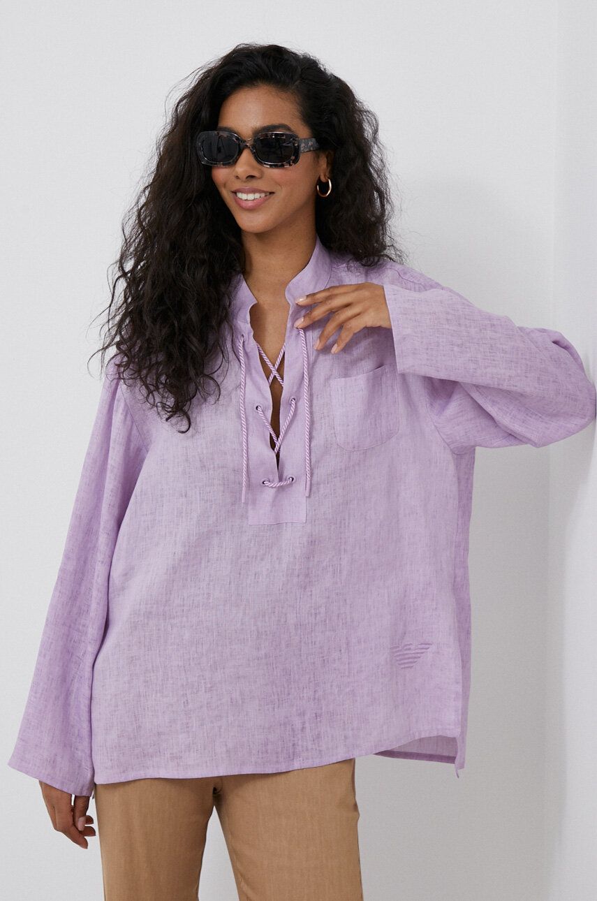 Emporio Armani bluza din in culoarea violet answear.ro