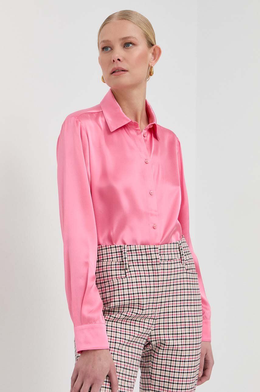MAX&Co. camasa de matase culoarea roz, cu guler clasic, regular answear.ro