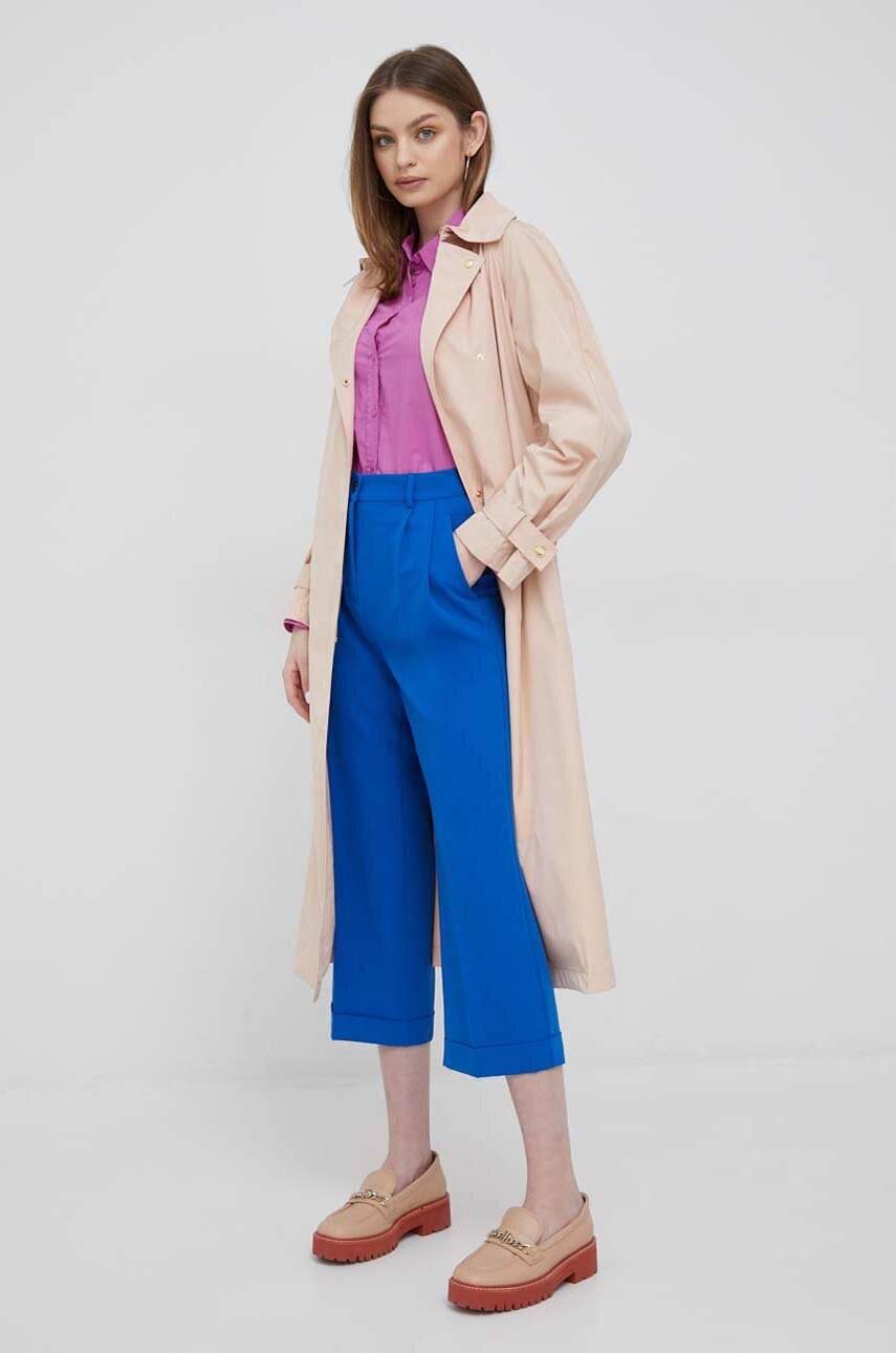 

Хлопковая рубашка United Colors of Benetton женская цвет фиолетовый regular классический воротник
