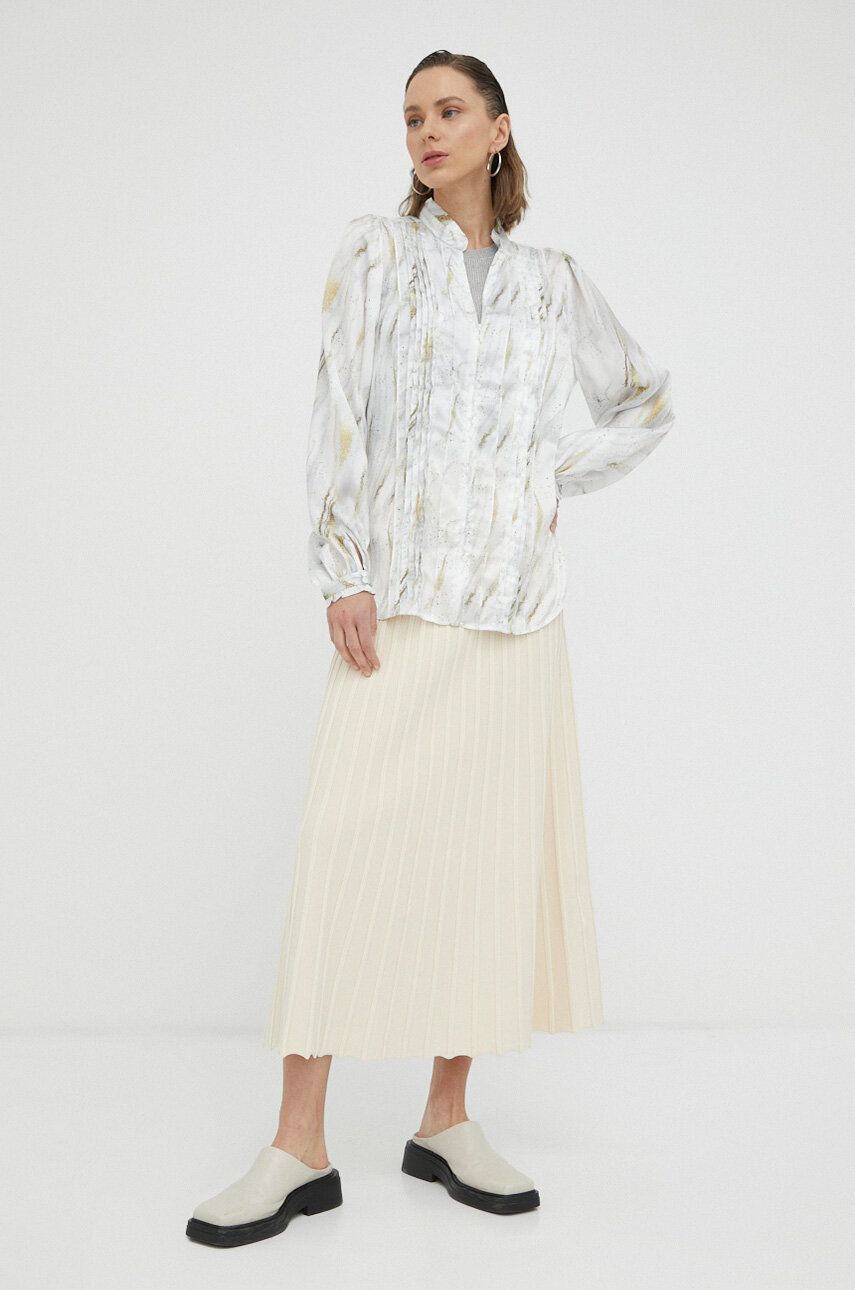 Košile Bruuns Bazaar dámská, bílá barva, regular - bílá -  100 % Recyklovaný polyester