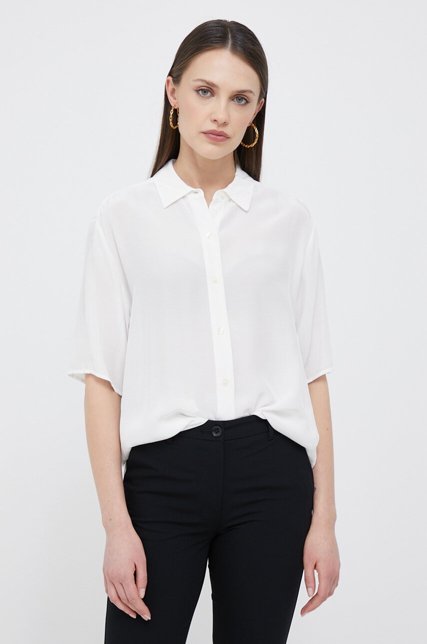 

Рубашка Tommy Hilfiger женская цвет белый relaxed классический воротник