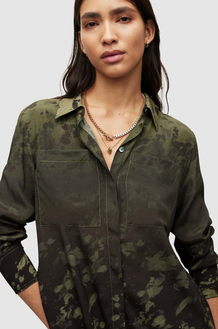 

Риза AllSaints EVA GAIA дамска в зелено със стандартна кройка с класическа яка, Зелен