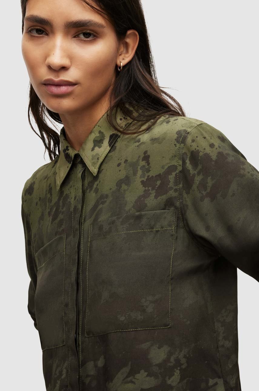 

Рубашка AllSaints EVA GAIA женская цвет зелёный regular классический воротник