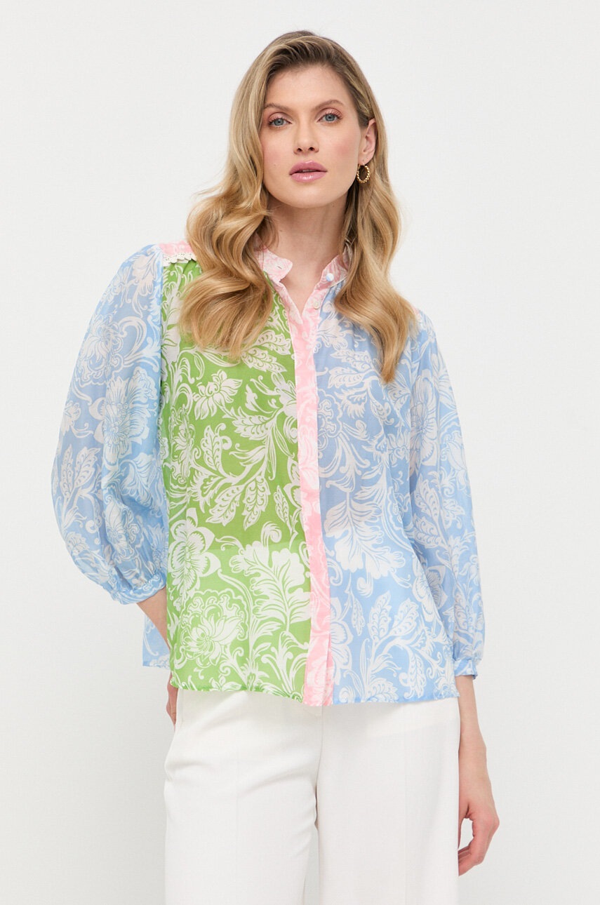 

Риза с коприна Marella в синьо със стандартна кройка, Син